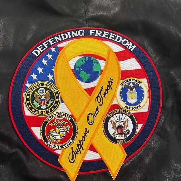 Boston Harbour New Zealand Lambskin Black Leather Jacket "Defending our Freedom" - Picture 11 of 12